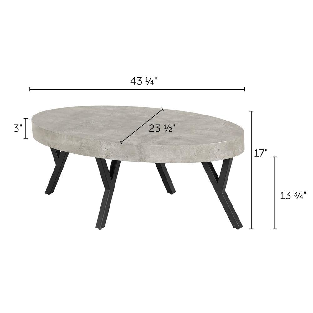 Urban Industrial Chic Oval Wood Coffee Table with Metal Legs