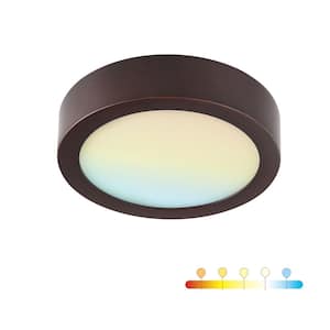 13 in. Round Color Selectable Integrated LED Flush Mount Downlight in Bronze