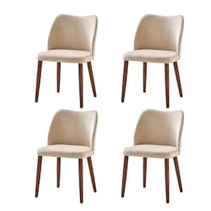 Eliseo Ivory Modern Upholstered Dining Chair with Solid Wood Tapered Legs Set of 4