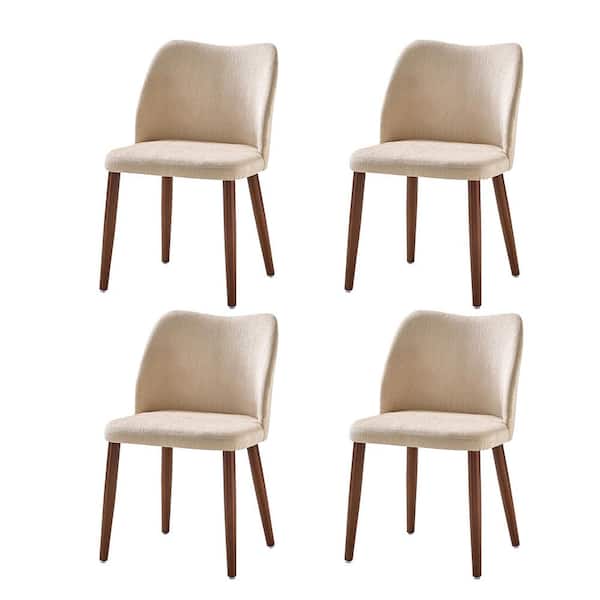 JAYDEN CREATION Eliseo Ivory Modern Upholstered Dining Chair with Solid Wood Tapered Legs Set of 4