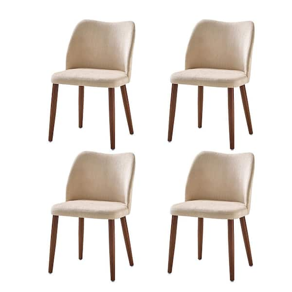 Eliseo Ivory Modern Upholstered Dining Chair with Solid Wood Tapered Legs Set of 4