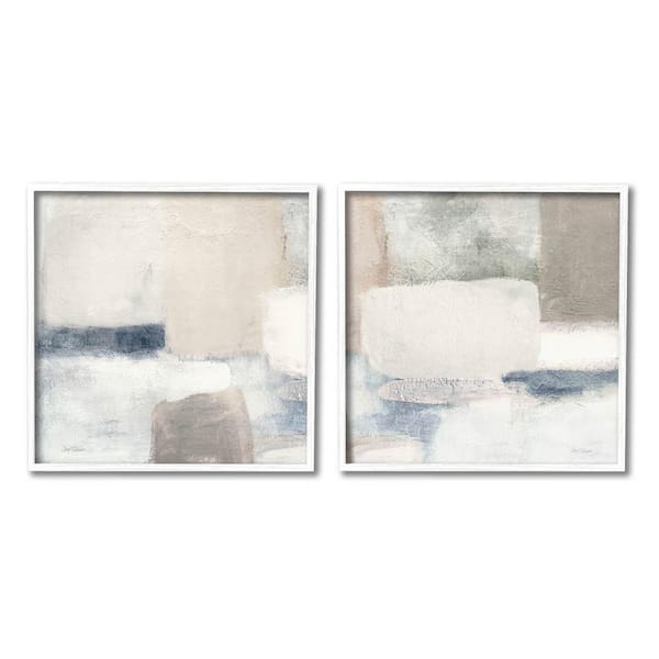The Stupell Home Decor Collection Beige Modern Collage Shapes Design By Carol Robinson 2 Piece Framed Abstract Art Print 17 in. x 17 in.