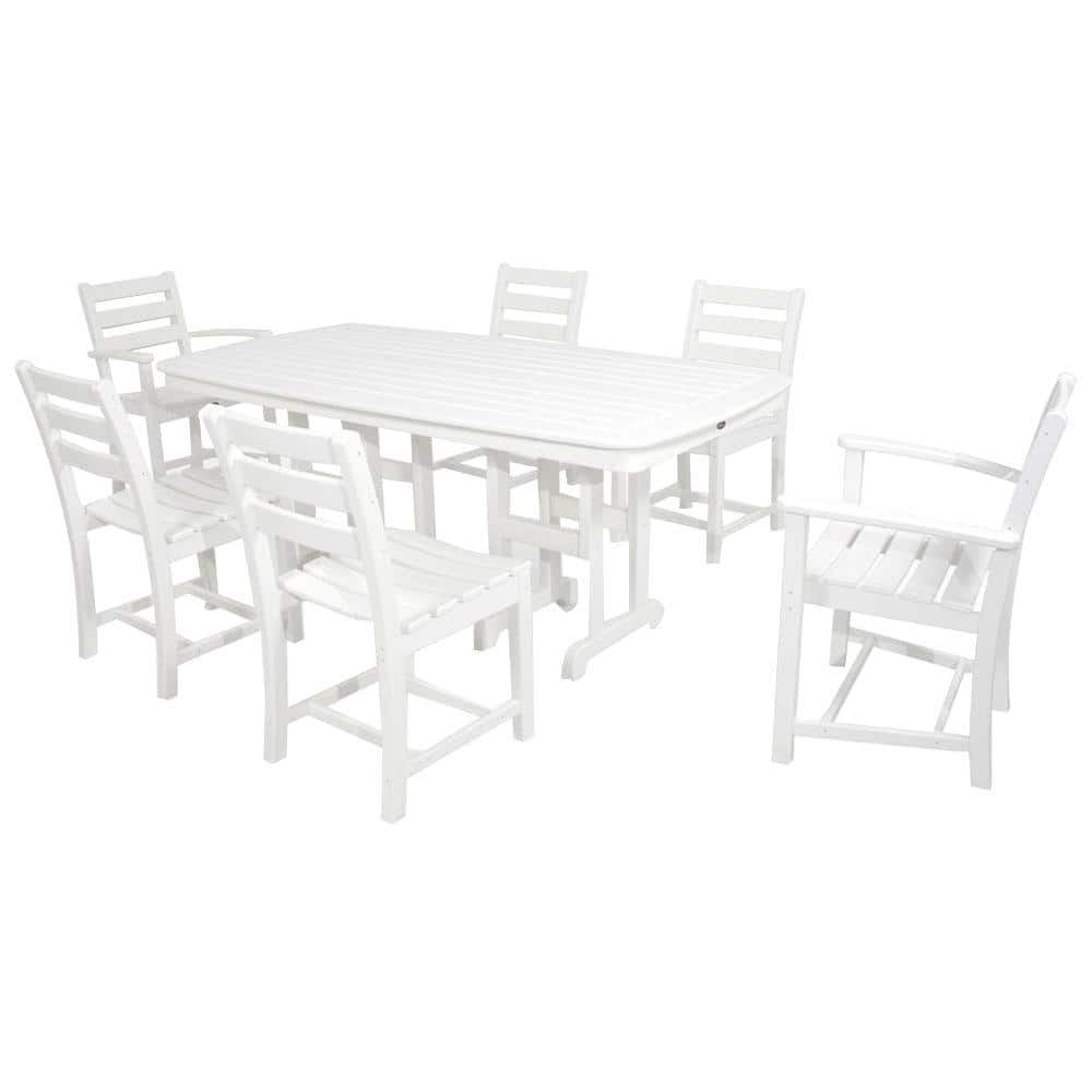 Monterey Bay Classic White 7-Piece Plastic Outdoor Patio Dining Set
