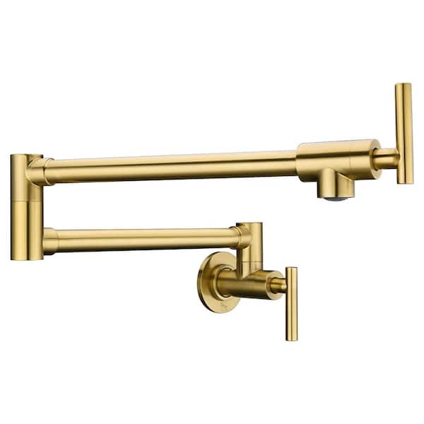 Braccia Series 24 in. Wall Mounted Pot Filler in Brushed Brass