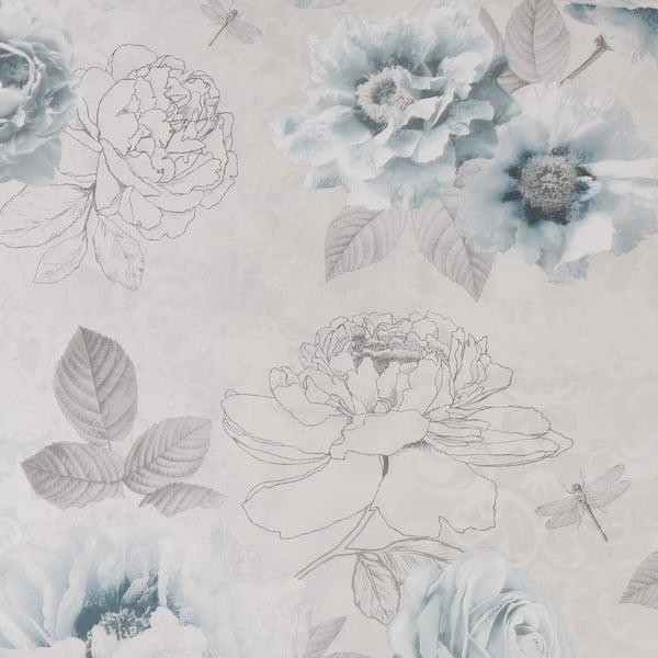 Fresco Romantic Ink Blue Removable Wallpaper