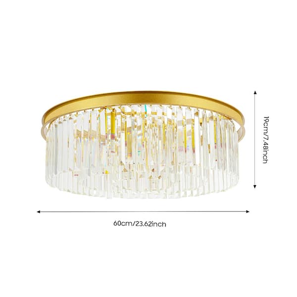 OUKANING 23.62 in. 8-Light Gold Modern Flush Mount Ceiling Light