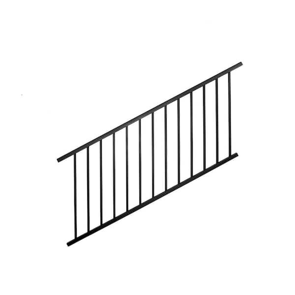 72 in. x 36 in. Textured Black Aluminum Tuscany Stair Railing Kit-Stair