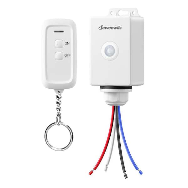 Outdoor Wireless Remote Control Light Switch and Receiver Kit, IP65 Waterproof Rating-White