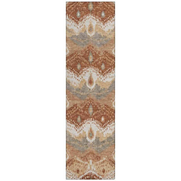 Chantille Machine Washable Indoor/Outdoor Abstract ACN3074 Paprika 2 ft. x 7 ft. Runner Rug