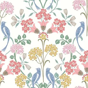 Pink and White Meadow Song Vinyl Matte Peel and Stick Wallpaper