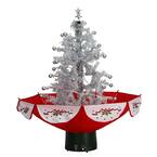 2 ft. Silvery White Prelit Artificial Christmas Tree with Music and Red Umbrella Base