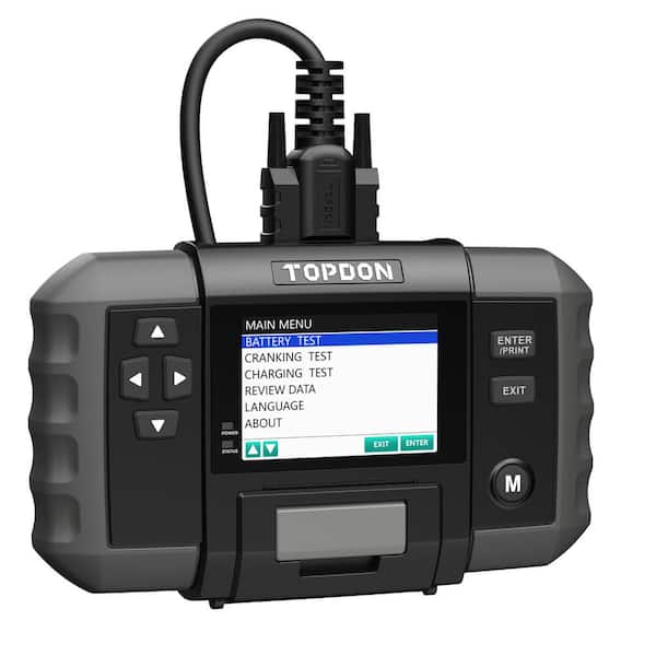 TOPDON BT600-12-Volt Battery and 12-Volt /24-Volt System Tester W/Built-in Printer