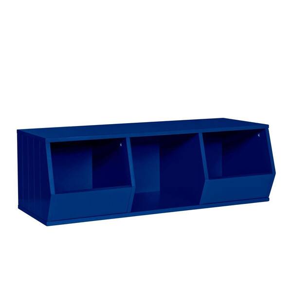 RiverRidge Kids 36 in. x 12 in. Stackable 2-Veggie Bins and 1-Cube Storage Organizer in Navy Blue