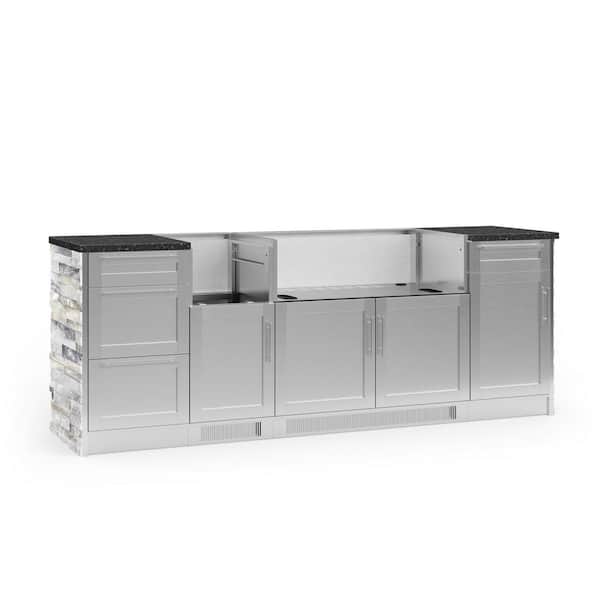 NewAge Products Signature Series 95.16 in. x 25.5 in. x 37 in. 8-Piece Outdoor Kitchen Cabinet Set with DSB and 40 in. Grill Cabinet