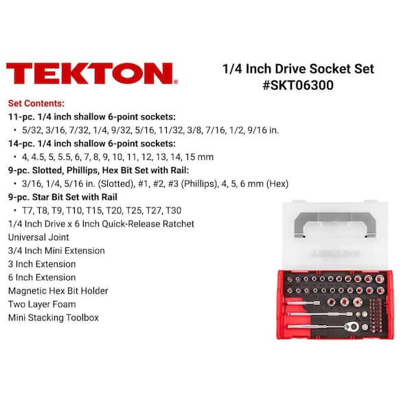 1/4 in. Drive 6-Point Socket, Bit, and Ratchet Set with Mini Stacking Tool Box (49-Piece)