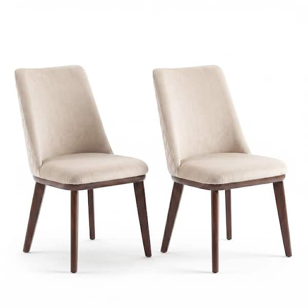 Carmela Beige Velvet Side Chair Set of 2