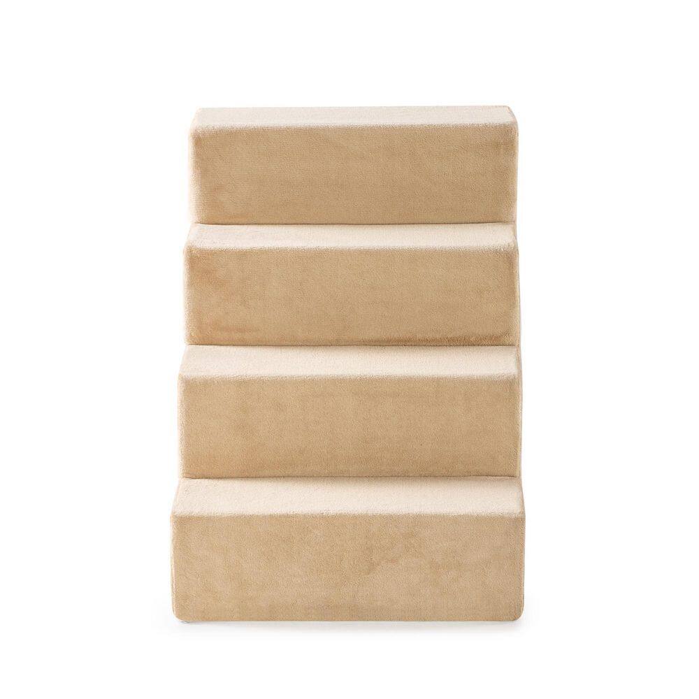 Beige 22" High-Density Foam 4-Step Pet Stairs