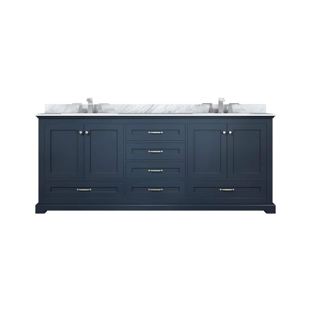 Dukes 80 in. W x 22 in. D Navy Blue Double Bath Vanity with Carrara Marble Top, and Faucet Set price history on PriceWatchPro