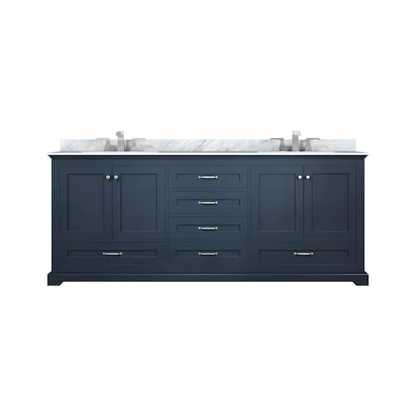 Lexora Dukes 80 in. W x 22 in. D Navy Blue Double Bath Vanity with ...