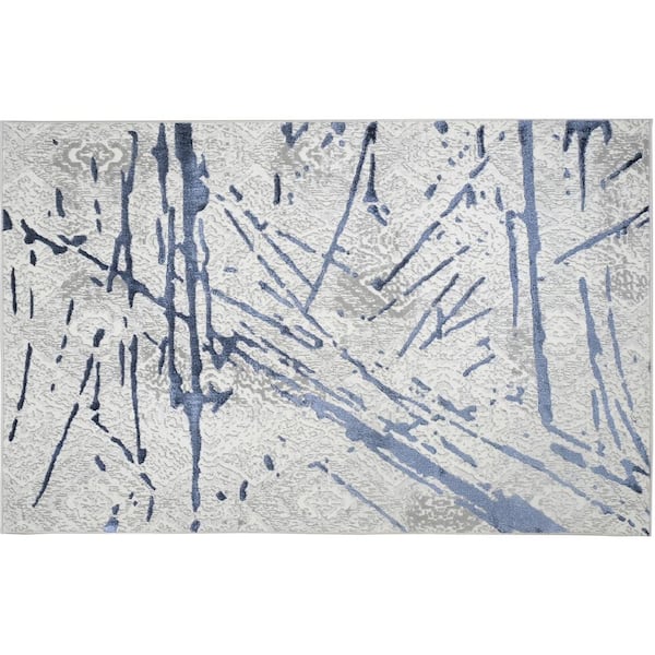 Shifra Abstract Navy 2 ft. x 3 ft. Area Rug