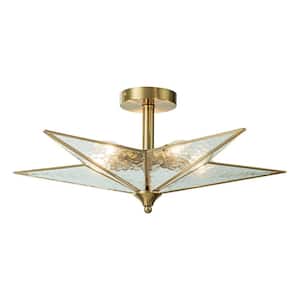 Dylan 23.62 in. 5-Light Gold Semi Flush Mount with Star Shape