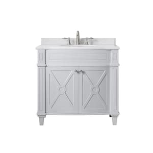 Bergeron 36 in. W x 22 in. D Bath Vanity in Dove Grey with Culture Stone Vanity Top in White with White Basin