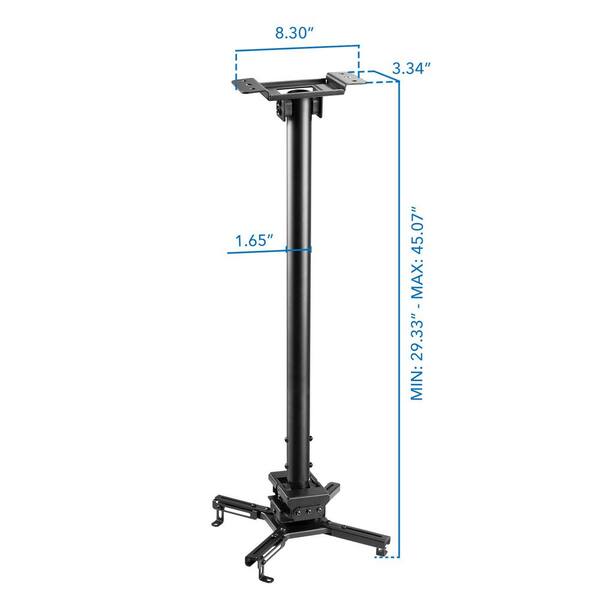 Support Plafond Projecteur Universel Rotatif 360° - Longueur Réglable 35-60 Cm, Charge Max 5 Kg, Fixation Facile