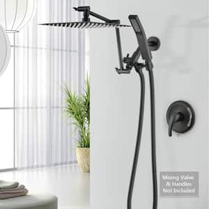 2-Spray 10 in. Wall Mount Dual Shower Head Fixed and Handheld Shower Head 1.5GPM in Matte Black