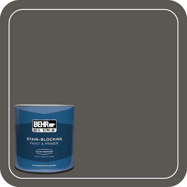 BEHR ULTRA 1 qt. #BXC-17 Dominant Gray Extra Durable Satin Enamel Interior Paint & Primer