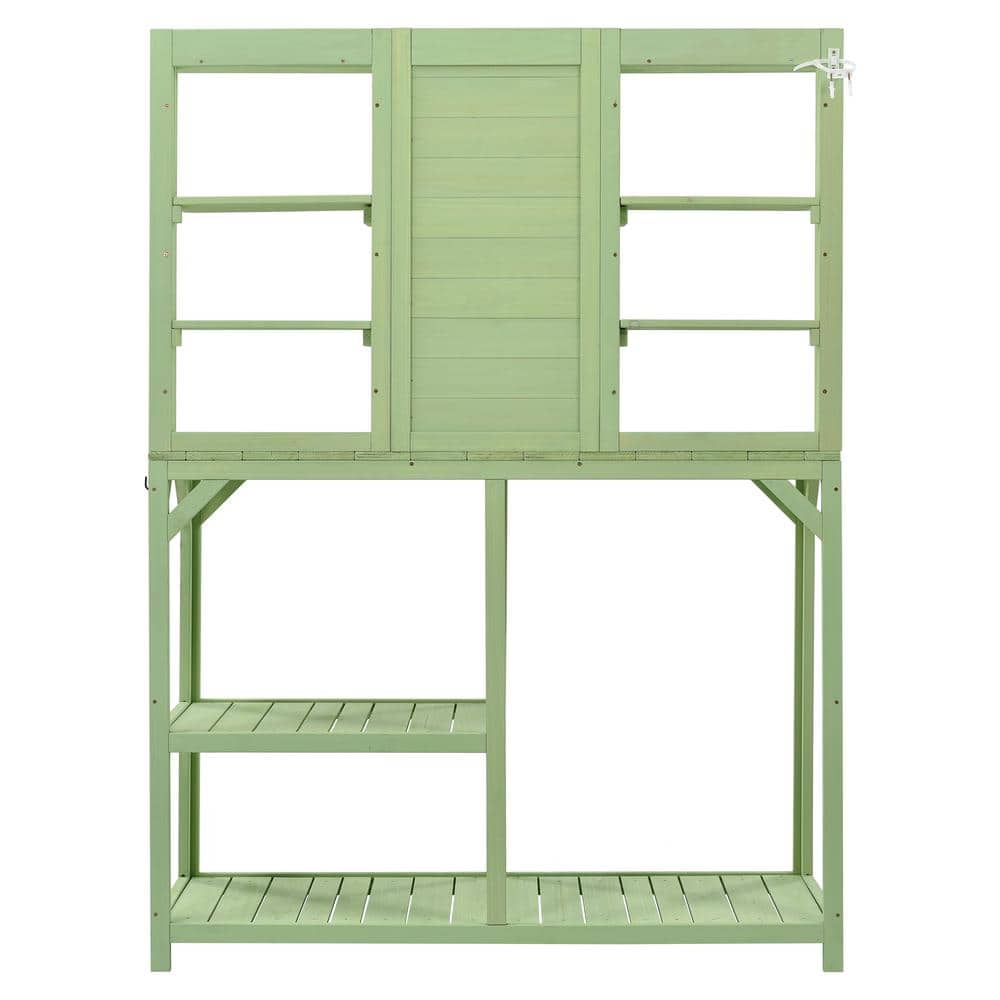 47.2 in. W x 64.6 in. H Green Potting Bench with 6-Tier Shelves and Large T