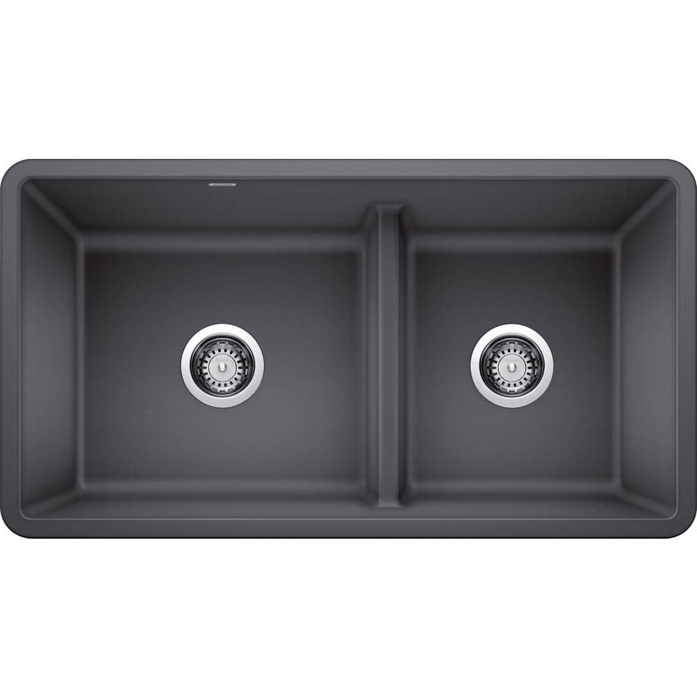 PRECIS Undermount Granite Composite 33 in. 60/40 Double Bowl Kitchen Sink w