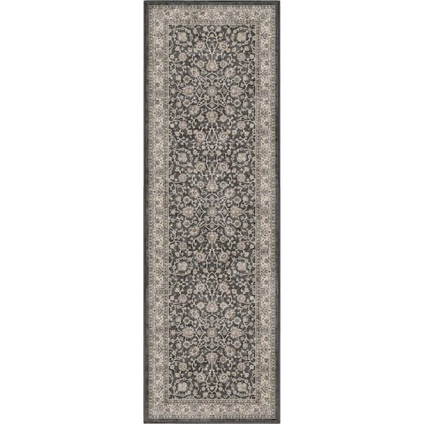 Asha Rome Vintage, Oriental Persian, Black 2 ft. 3 in. x 7 ft. 3 in. Runner, Area Rug