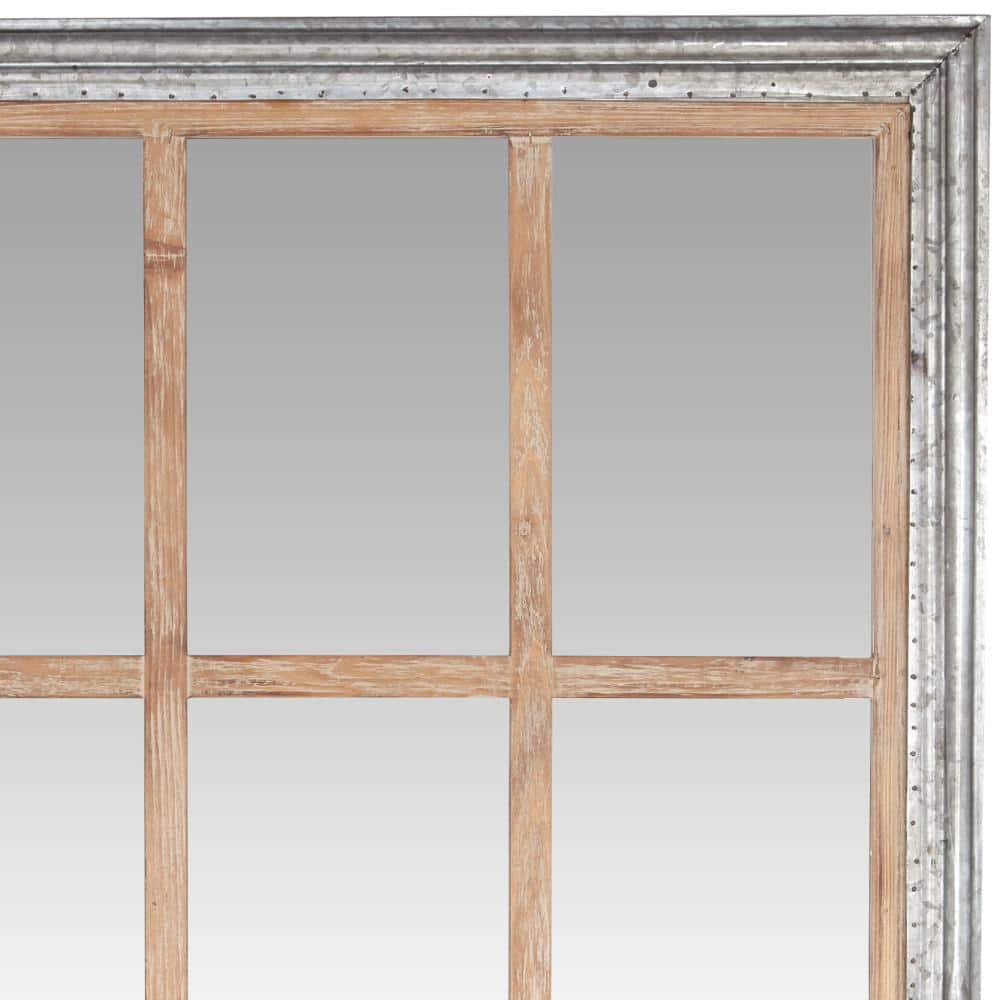 Brown and Silver Full Length Window Pane Mirror