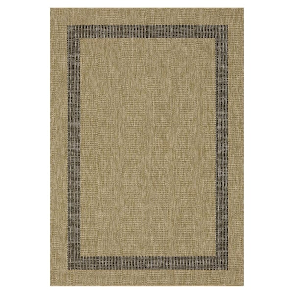 Azelia Jute and Black 10 ft. x 13 ft. Indoor/Outdoor Area Rug