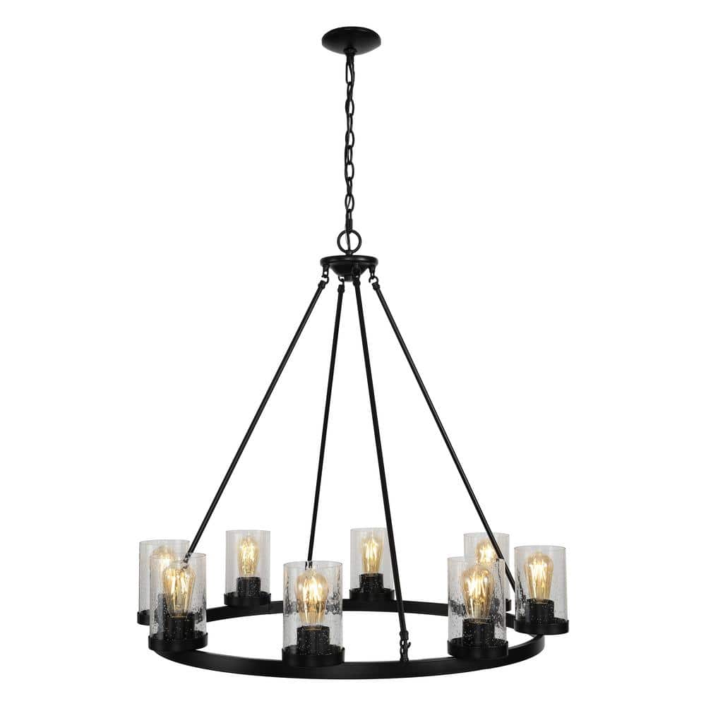 Pablo Ring 33.5" Oil-Rubbed Bronze & Seeded Glass LED Chandelier