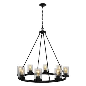 Pablo Ring 33.5 in. 8-Light Iron/Seeded Glass Bohemian Cottage LED Chandelier, Oil Rubbed Bronze