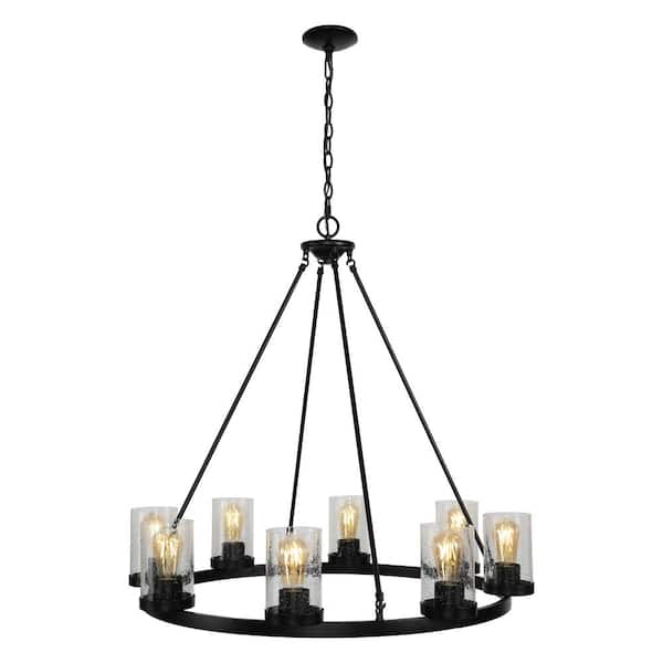 Pablo Ring 33.5 in. 8-Light Iron/Seeded Glass Bohemian Cottage LED Chandelier, Oil Rubbed Bronze