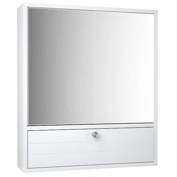 dubbin 21.5 in. W x 5.5 in. D x 24.5 in. H Bathroom Storage Wall Cabinet with Double Mirror Door in White