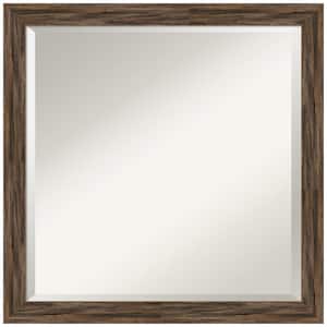 Regis Barnwood Mocha Narrow 22.62 in. x 22.62 in. Rustic Square Framed Bathroom Vanity Wall Mirror