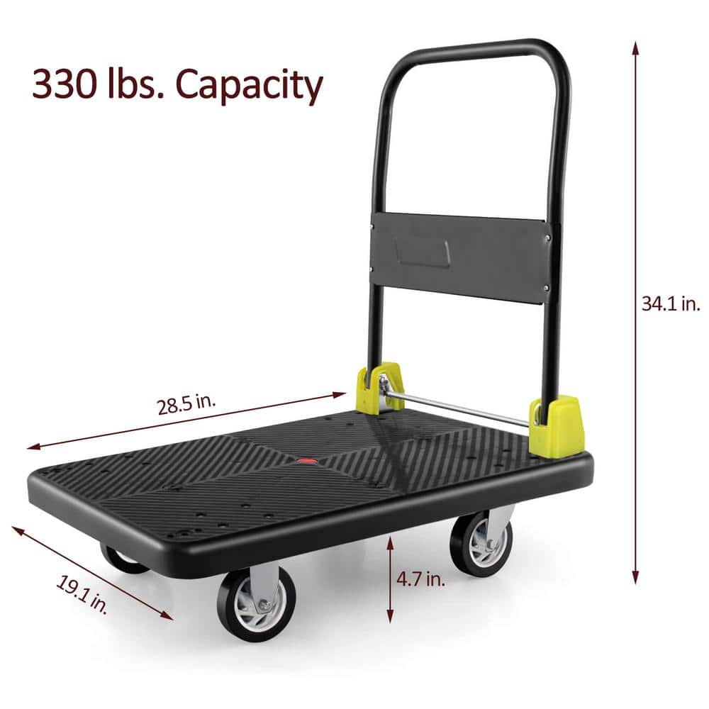 330 lb Capacity Black Folding Steel Platform Hand Truck