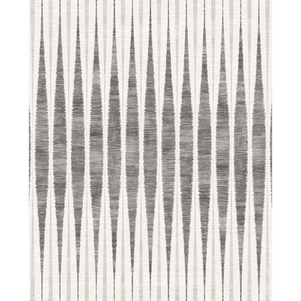 GALEY ALIX 30.75 sq. ft. Charcoal The Charlye Ikat Vinyl Peel and Stick Wallpaper Roll