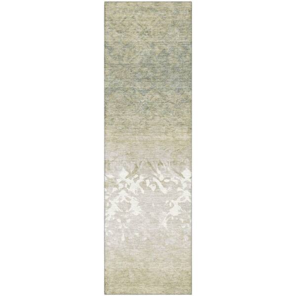 Mayfield Premium Machine Washable Abstract AMF1959 Beige 2 ft. x 7 ft. Runner Rug