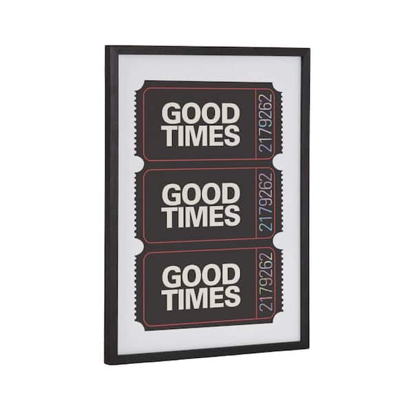 Kate and Laurel Gallery Preppy Retro Positive Quote Good Times by The Creative Bunch Studio Black Framed Art Print 12 in. x 16 in.