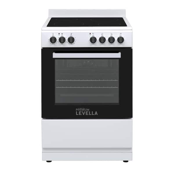 24-in Glass Top 4-Burners 2.44 cu. ft. Convection Oven Freestanding Electric Range (White)