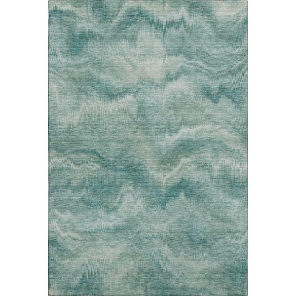 Mayfield Premium Machine Washable Abstract AMF2095 Teal 10 ft. x 14 ft. Area Rug