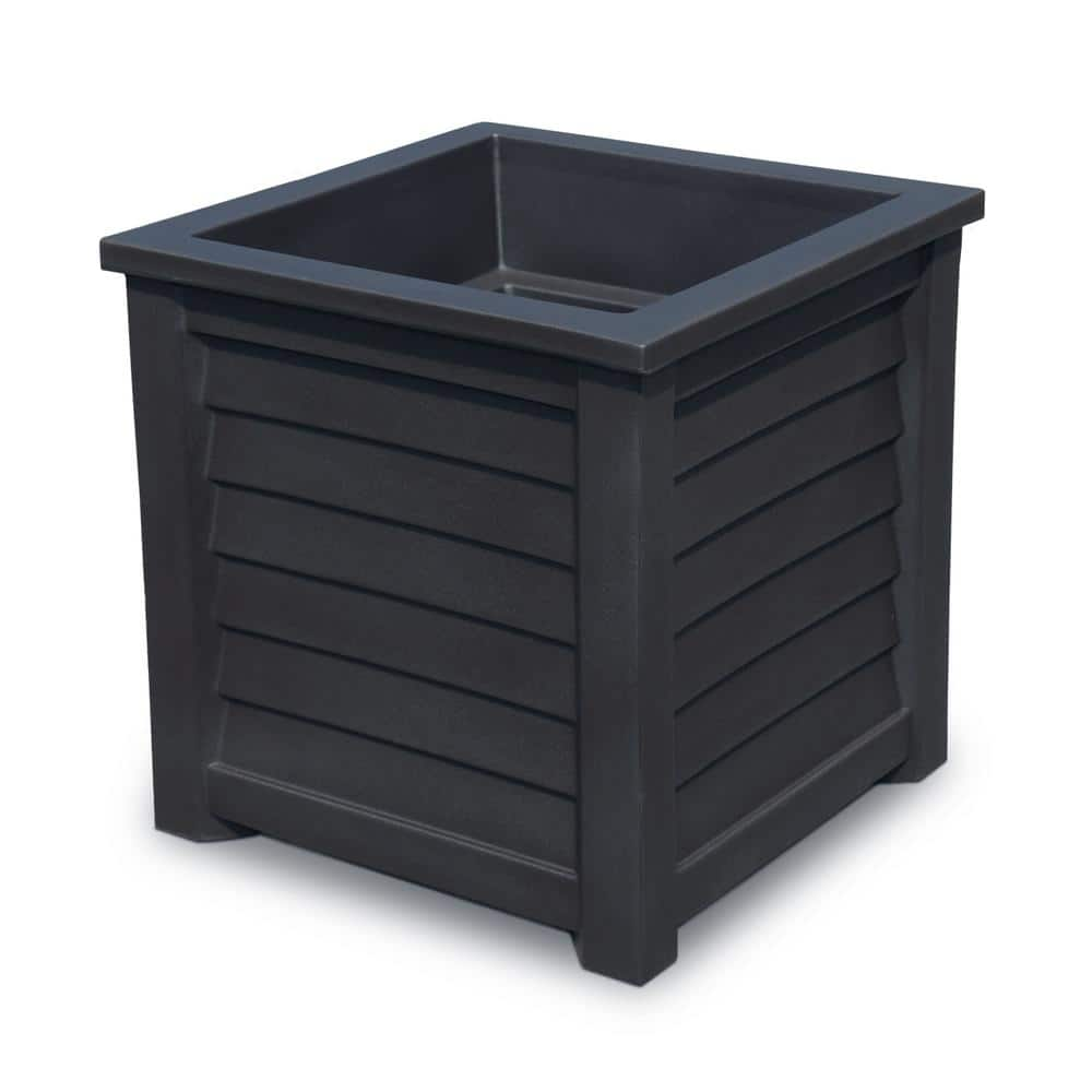 Mayne Self Watering Lakeland 20 In Square Black Plastic Planter 5867 B The Home Depot