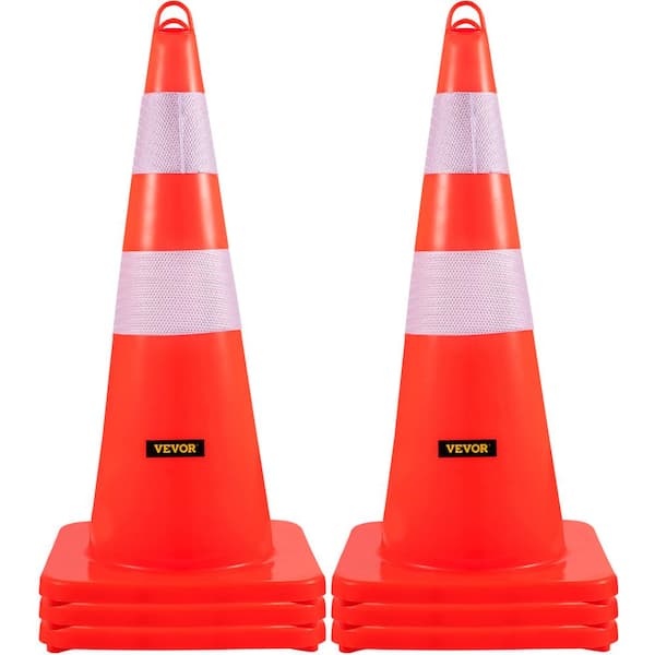 VEVOR Traffic Safety Cones, 36 in. Traffic Cones, PVC Orange Reflective Collars Traffic Cones for Traffic Control 6-pieces
