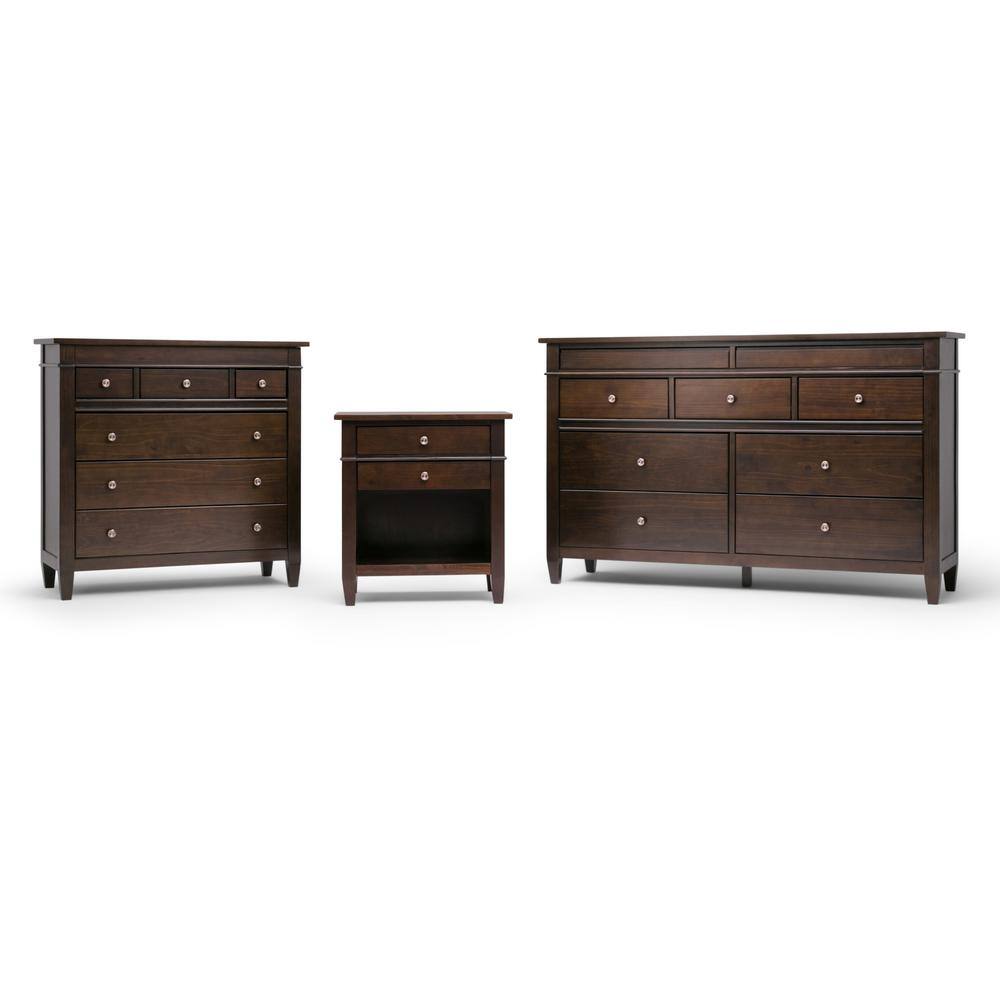 Carlton Transitional Dark Tobacco Brown Solid Wood Bedside Nightstand