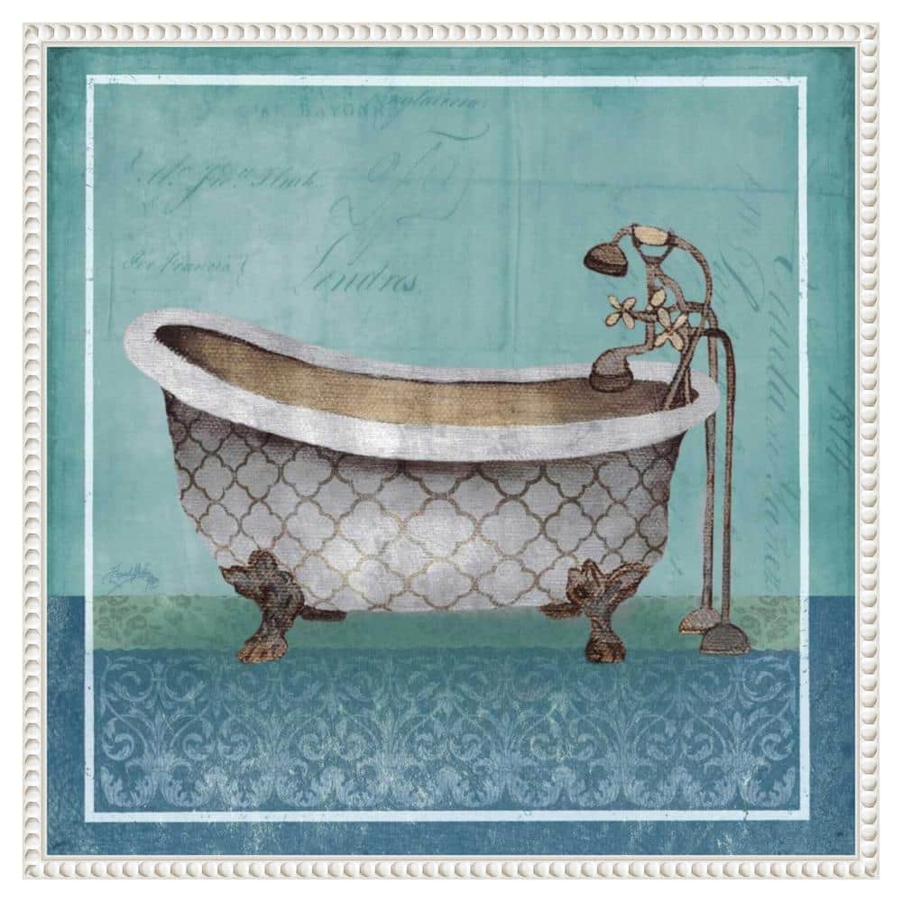 Regal Blue Tub I Canvas Art with White Floater Frame