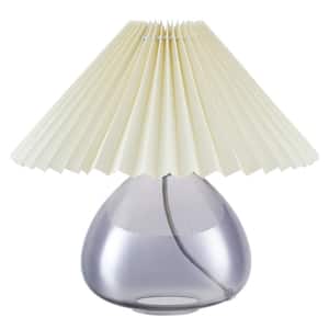 11 in. Gray Retro Table Lamp with Pleated Empire Lamp Shade
